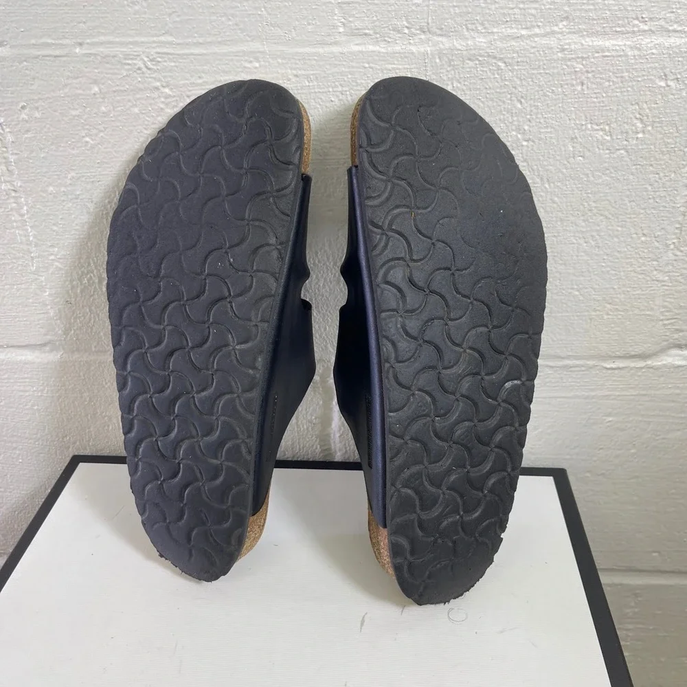 Birkenstock Arizona Black Leather Black Sandals Slide Slip On Men's 42 EU/8 US